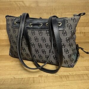 Dooney & Bourke Purse Signature Canvas Shoulder Bag Monogram Tassel Leather